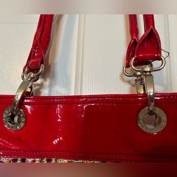 Fun and funky Vera Bradley Frill red patent leather tote - Picture 4 of 8